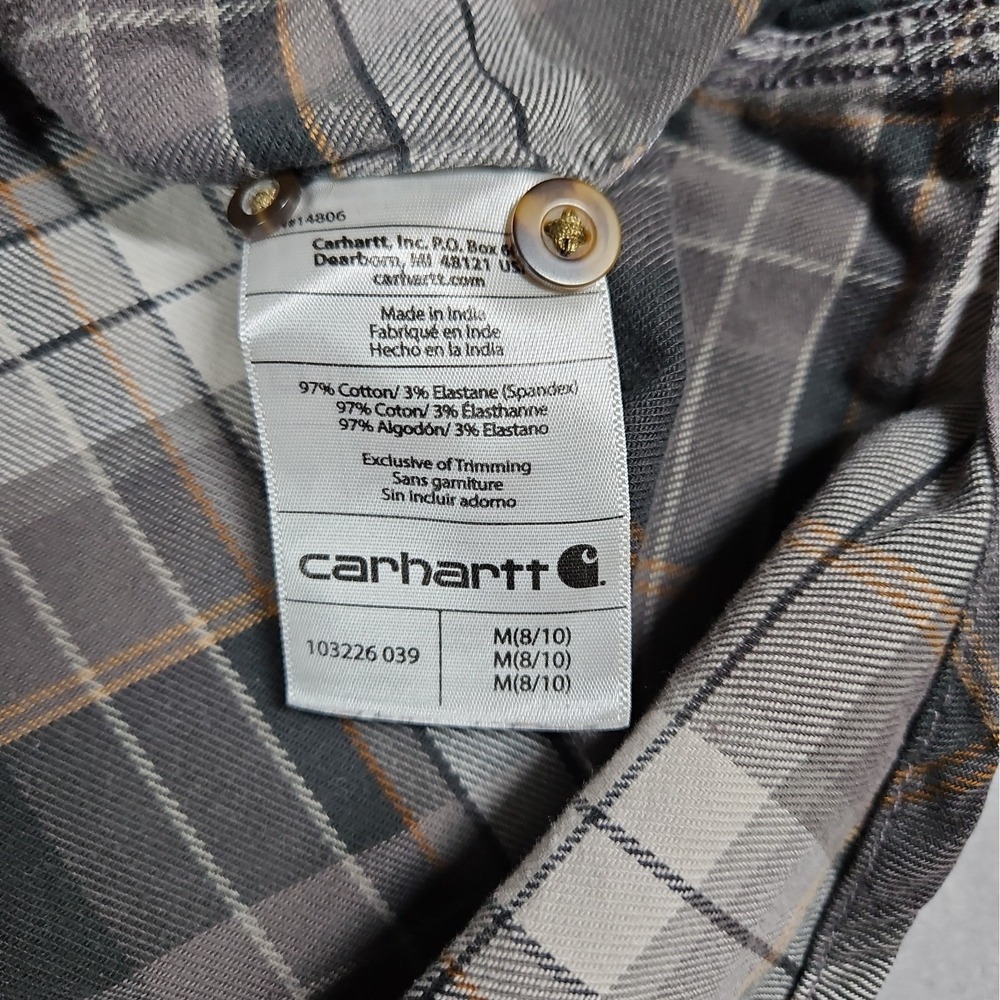 Carhartt Womens Brown Plaid Button Up Long Sleeve Flannel Shirt Size Medium - Picture 5 of 10